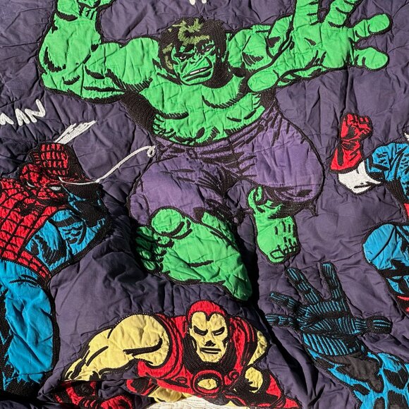 Preowned: Pottery Barn Kids Marvel Avengers Quilt (Full)/Sham/Spiderman Eurosham - Picture 1 of 11